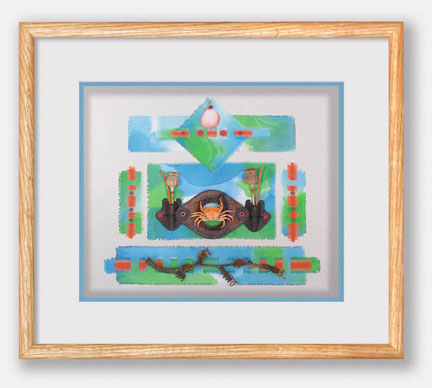 Crab Artwork Oak Frame